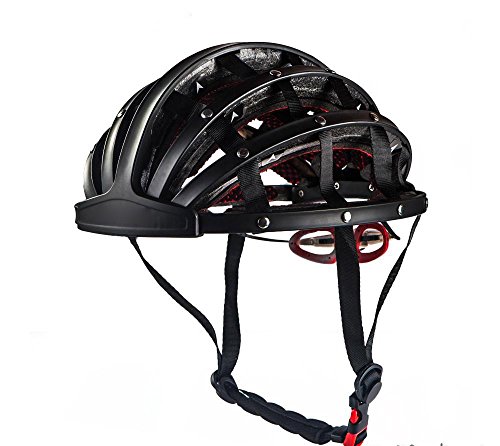 GZZ Casco Plegable para Bicicleta de Carretera Casco Portátil para Ciudad Portátil Casco de Seguridad para Hombres Y Mujeres,Negro,56-62cm