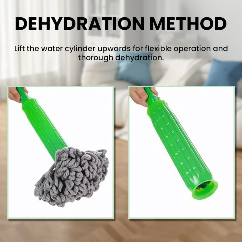 Image of QONETIC Microfiber Twist Mop for Floor Cleaning - Squeeze Stick, Durable, Easy to Use Cleaner, Effective Poocha for Hardwood, Tile, and Laminate for Floor Easy to Use (Twist mop - 0368)