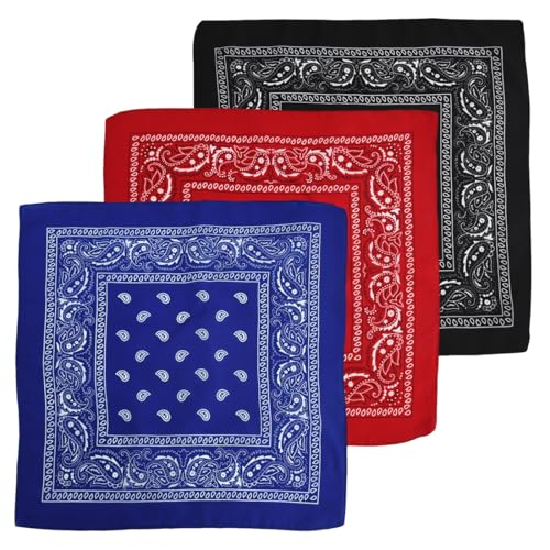 UYVPAER 3 Piezas Bandanas Paisley Para Hombre Y Mujer, Pañuelo De Bandana Grande, Pañuelo Multifunción, Bandana O Bufanda, Para Moteros Disfraz O Complemento De Moda