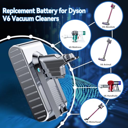 Image of Upgraded 7000mAh 21.6V Replacement for Dyson V6 Battery 6 Cell Compatible with Dyson V6 Animal V6 Absolute /Motorhead /Fluffy SV03 SV04 SV05 SV06 SV07 SV09 VTC4 DC58 DC59 DC61 DC62 DC72 Vacuum Cleaner