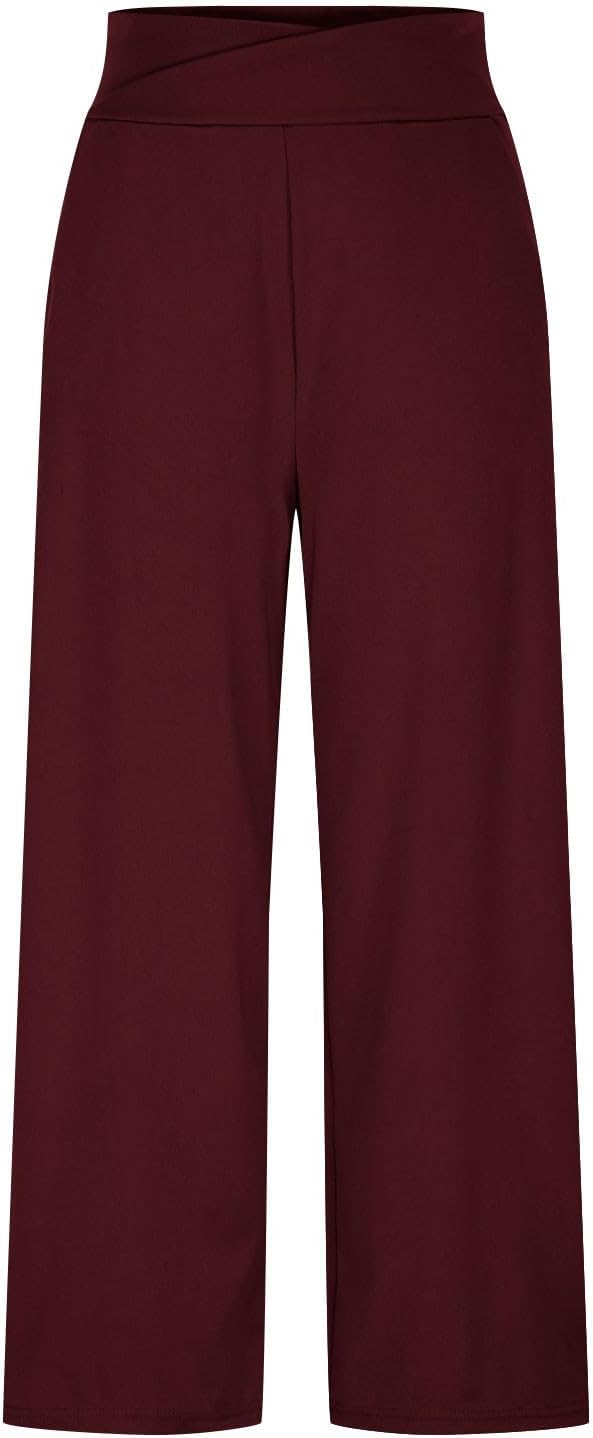 Womens Wide Leg Pants High Waist Loose Flowy Comfy Lounge Palazzo Trousers Stretch Soft Casual Pants with Pockets
