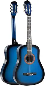 Violão Clássico 38 Polegadas, Corpo C-Type em Tília com Acabamento em ABS, Cordas de Nylon e Cavalete Resistente, Ideal para Iniciantes e Estudantes de Música (Azul Marmorizado)
