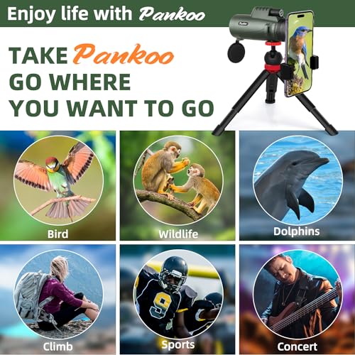 Image of Pankoo 40X60 Monocular Telescope with Smartphone Holder & Upgraded Tripod, 2024 BAK4 Prism FMC Monoculars for Adults, HD Monocular Scope for Bird Watching Hiking Concert Camping Travelling