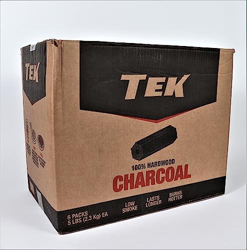 Tek Charcoal, Premium Natural Hardwood Charcoal, Log Style (30 LBS)