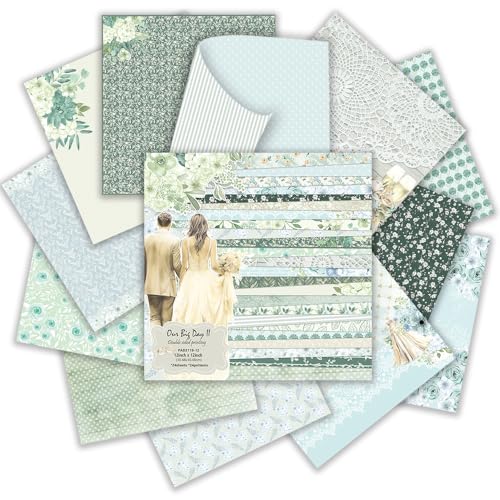 Papier scrapbooking mariage Our Big Day II, cartes de vœux et album fiançailles vintage
