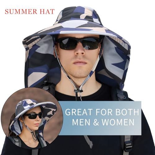 Image of ZOORON Women's Ponytail Safari Sun Hat, UPF 50+ Wide Brim Outdoor Bucket Hat with Chin Drawstring Strap,Fishing Hat