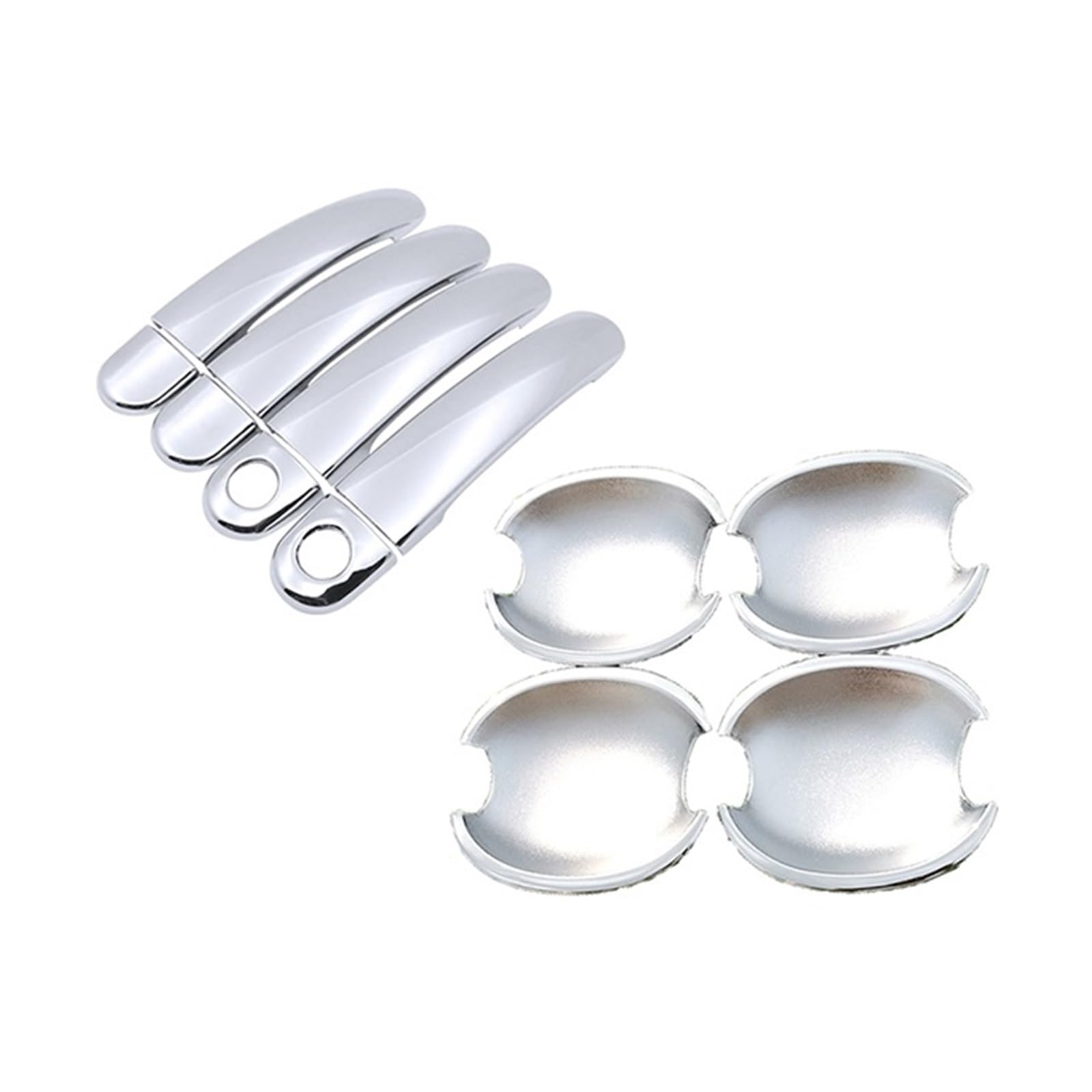Drezzo Car Exterior Door Handle for Skoda for Octavia 2 A5 MK2 1Z 2005-2013 Chrome Door Handle Cover Trim(HandleBowl 2 Keyhole)