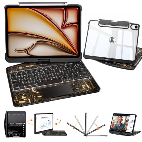 Image of Clear Keyboard Case for iPad A16 & 10.9 Inch with 360 Rotation,Black