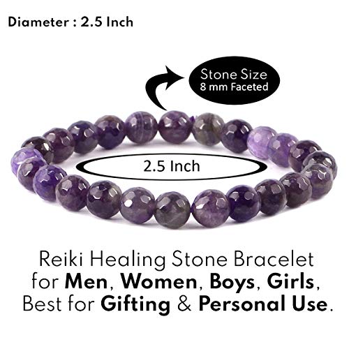Image of Reiki Crystal Products Certified Natural Crystal Stone 8 mm Faceted /Diamond Cut Beads Bracelet for Men & Women | Reiki Charged Gemstone Bracelet | Multiple Crystal Variants Available