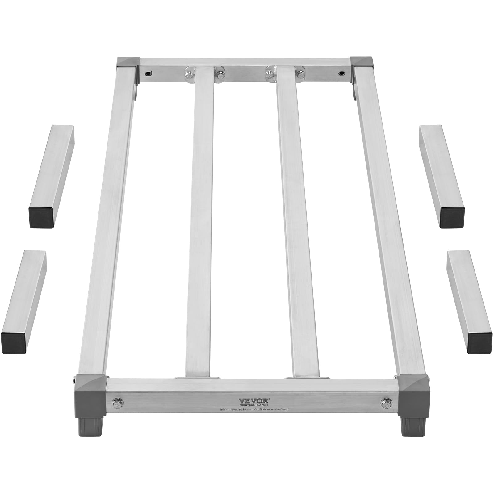 VEVOR Rack de Calage en Aluminium, 121,9x50,8x30,5 cm, Support de Stockage Commercial, Capacité de Charge 454 kg, Assemblage Facile, pour Rangement Aliments au Sol, dans Restaurants, Cuisines, Garages
