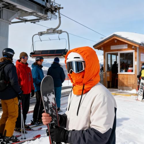 Capuche de ski chaude et imperméable avec masque thermique intégré - 2