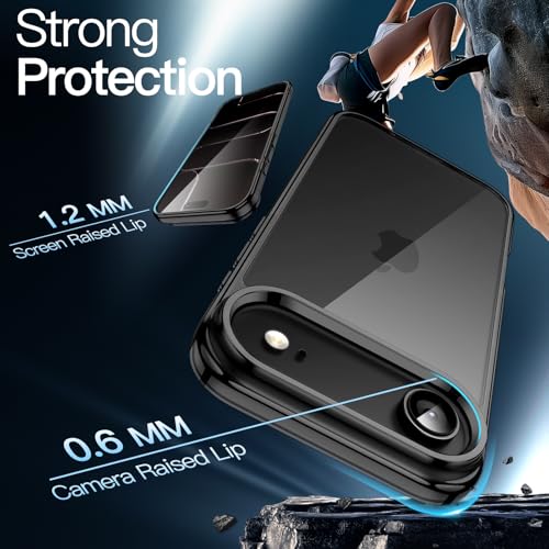 Image of JETech Case for iPhone Air, Non-Yellowing Shockproof Phone Bumper Cover, Anti-Scratch Clear Back, 6.5-Inch Display (Black)