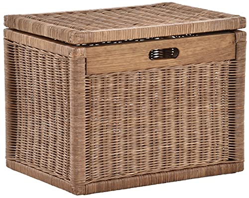 Korb mit Deckel Rattan geflochten Regalkorb, Schrankkorb Aufbewahrung...