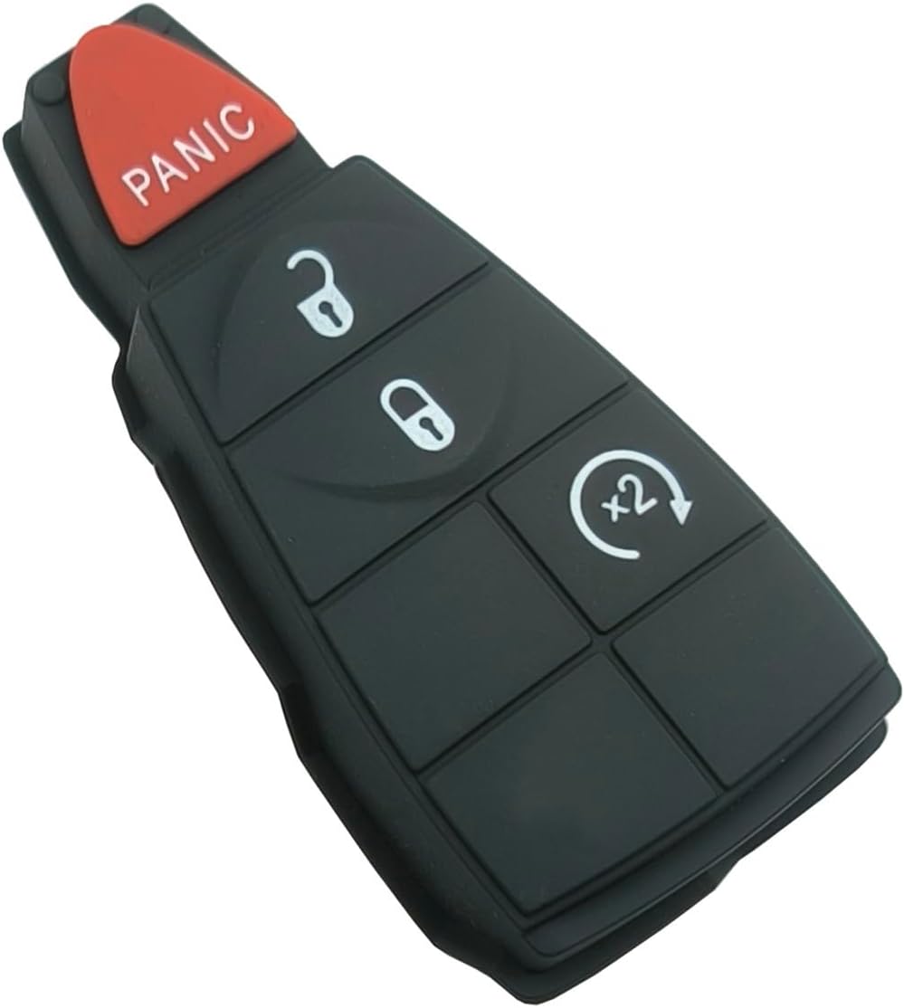 Key Fob Button Pad Replacement Fit for Dodge Ram 1500 Challenger Charger Durango Grand Caravan Journey Chrysler 300 Town Country Jeep Car Key Fob Cover Case Shell Insert Keypad(4 Buttons a, 1) - Image 3