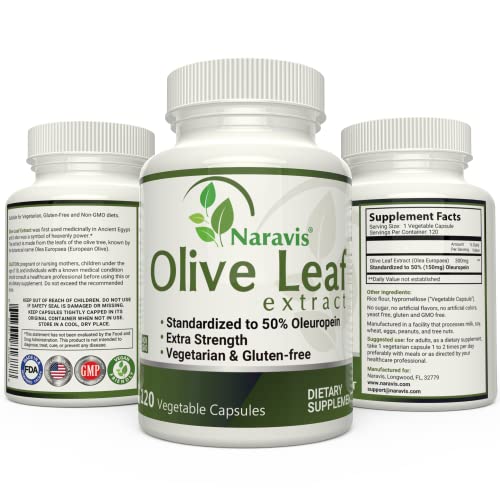 Naravis Olive Leaf Extract - 4-Month Supply - 50% Oleuropein Highest Concentration #TOP6