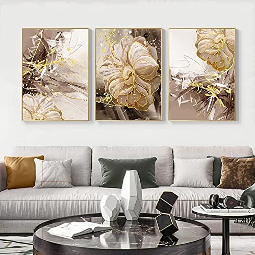 Impresión de póster floral moderno abstracto de 3 piezas sobre lienzo decorativo sin marco 50x70 2