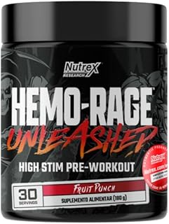 Pré-Treino Hemo-Rage Ultra-Concentrado 180g - Nutrex Research (180g, Ponche de frutas)