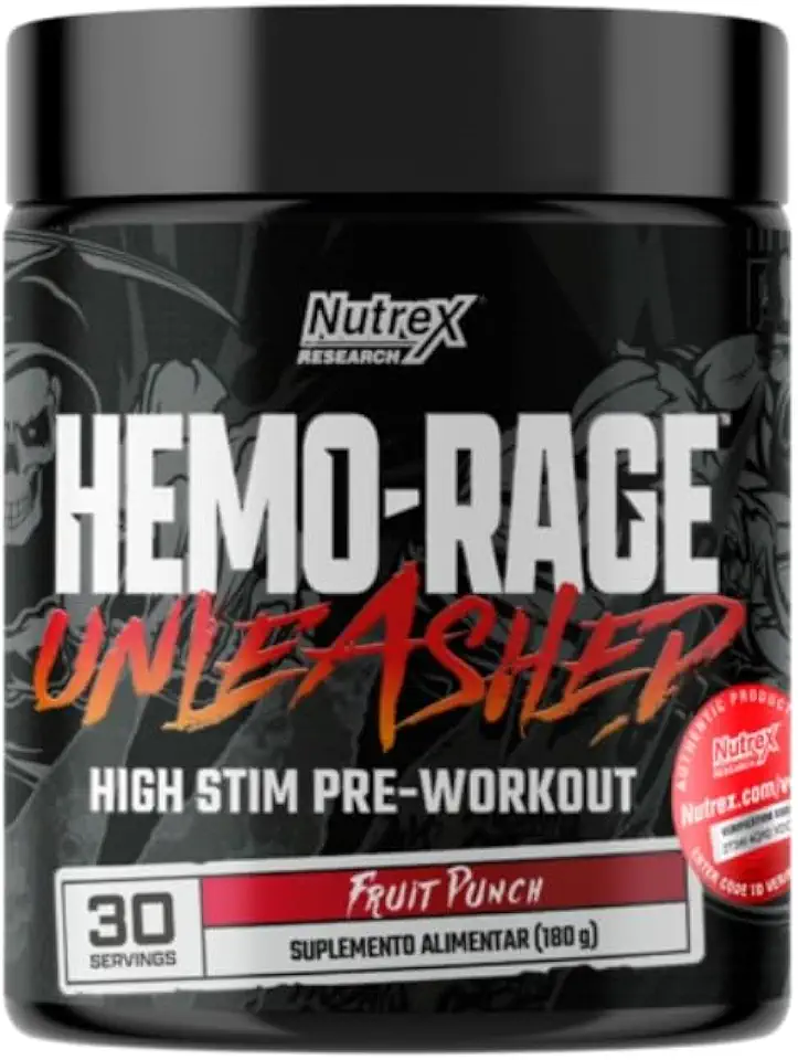 Pré-Treino Hemo-Rage Ultra-Concentrado 180g - Nutrex Research (180g, Ponche de frutas)
