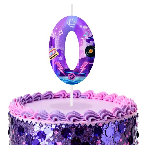 Image of Dark Purple Number 0 Birthday Candles, Cartoon Themed Cake Toppers for Boys Girls Cake Decorations, Birthday Decorations Party Supplies, Number Candles for Party Decor