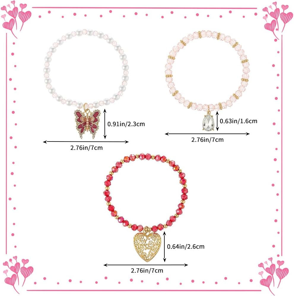 Madison Tyler Valentines Day Charms Gold Plated Rose Bracelet for Women | Pave Rhinestone Heart | Red Rose Imitation Pearl Charms Jewelry for Her | Couples Gifts Valentine's Day - Image 6