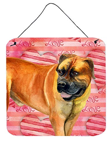 Caroline's Treasures BB9733DS66 Boerboel Mastiff Love Wall or Door Hanging Prints, Red Aluminum Metal Sign Kitchen Wall Bar Bathroom Plaque Home Decor, 6x6, Multicolor