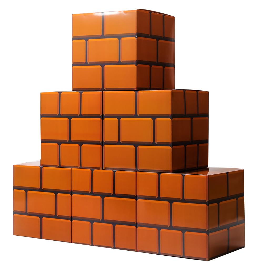 6PCS Big Brick Boxes For Birthday Party Christmas Party Game Party Favor Props Boxes (11.8 x 11.8 Inch)