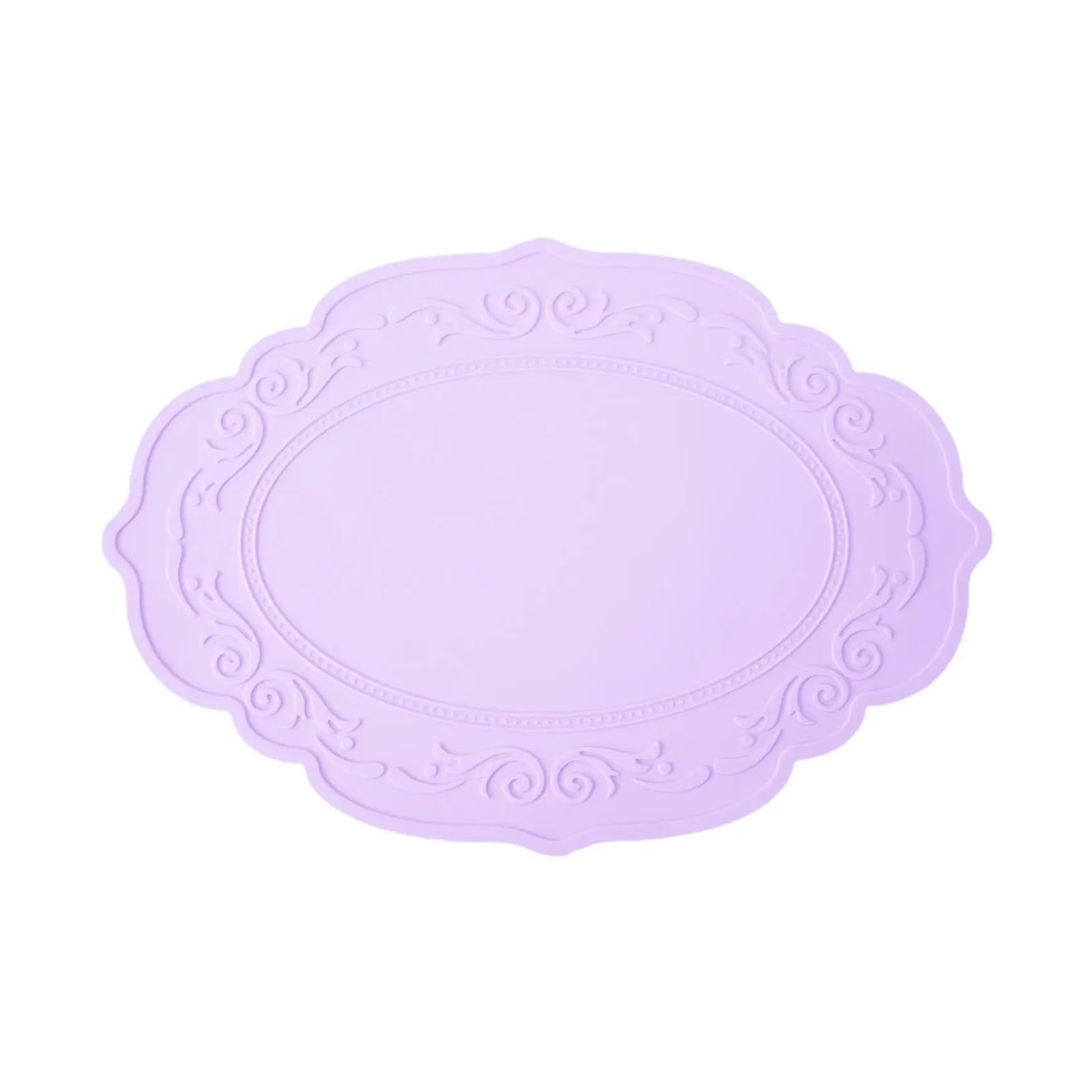 Oval Dining Table Table Mat Placemat for Dining Table Heat Insulation Mat Silicone Placemat for Barbecue(Light purple)