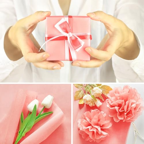 Image of Bobobag 100 Sheets Light Pink Tissue Paper 20 inchX14 inch Tissue Paper for Gift Bags, Gift Wrapping Tissue, Christmas Tissue Paper Anniversary Holiday Decoration Arts Craft