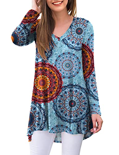 Ninee Damen Langarmshirt V-Ausschnitt Casual Tunika Tops Bluse T-Shirts...
