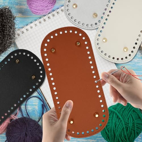 4 Stück Stricken Häkeln Pu Taschenboden, 4 Farbe Oval Boden für Taschen zum Häkeln, Häkeltasche Taschenbode Häkeln mit Löchern Lederboden für Taschen Häkeln , Handtasche Schultertasche Diy Zubehör