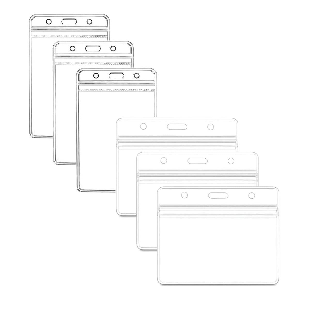 6 Pack ID Badge Holders Plastic Sealable Waterproof Clear Plastic Name Tag ID Card Holder