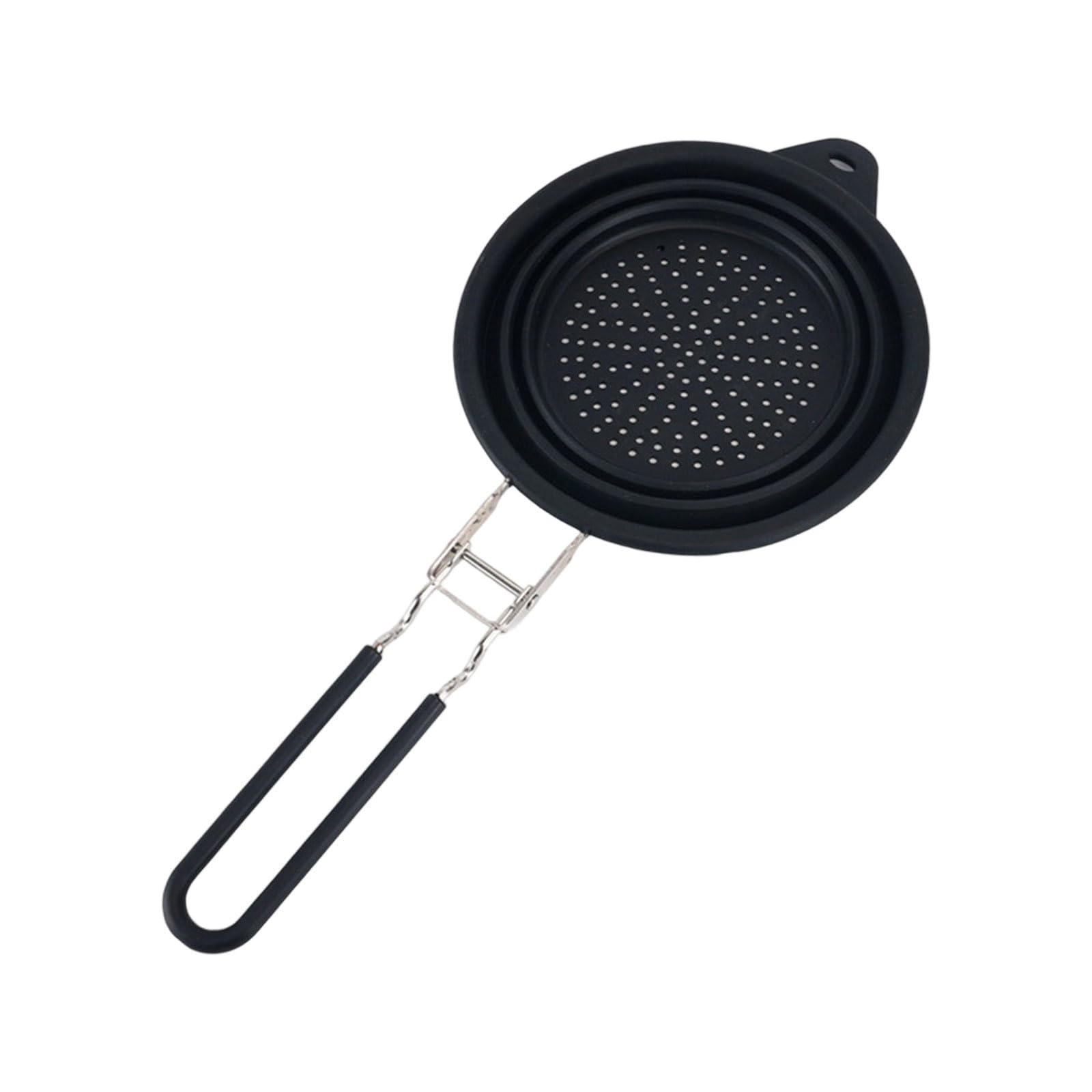 Tsophreniq Kitchen Foldable Silicone Strainer Colander, Space Savers Folding Colander with Handle for Draining Pastas, Vegetable Silicone Folding with Handle Kitchen Space Saving
