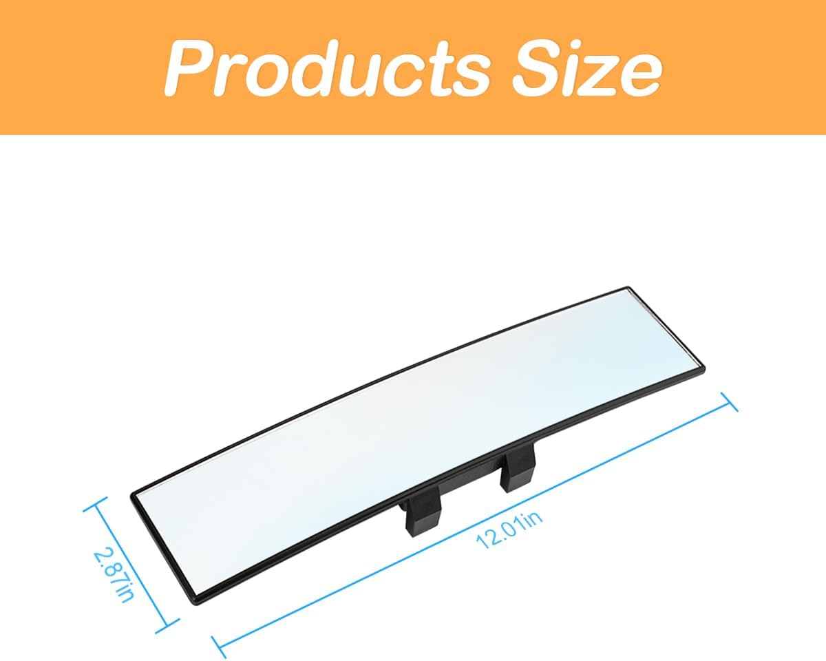 Osilly Rear View Mirror for Car, 12.1 inch Interior Clip-on Panoramic Convex Rearview Mirrors, HD Anti Glare Wide Angle and Reduce Blind Spot, Universal for SUV Trucks Vehicles (White)