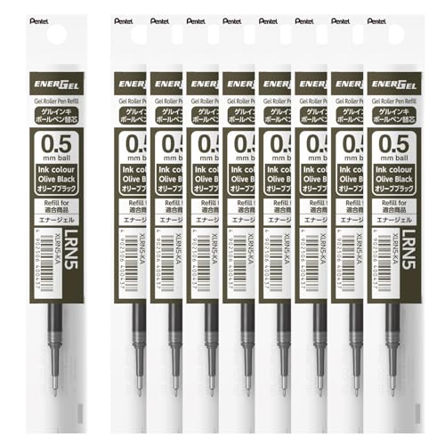EnerGel lot de 10 recharges noir olive 0.5 mm l'élégance de vos notes de bureau XLRN5-KA