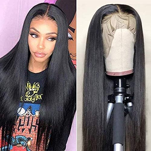 CHEETAHBEAUTY Brazilian Straight Lace Front Wigs Human Hair 13x4 Lace Front Wig For Black Women Pre Plucked with Baby Hair Natural Black 150% Density (20inch)