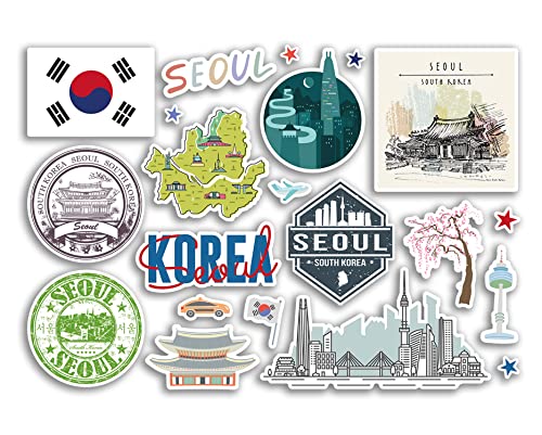 A5 Sticker Sheet Seoul Vinyl Stickers - South Korea Landmarks Holiday Stamp Summer Map Flag Travel City Luggage Scrapbooking #79034