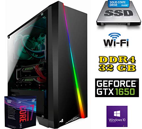 PC FISSO Gaming Intel i7-8700 / Nvidia GeForce GTX1050TI 4GB / SSD 240GB - 1TB HDD / 32GB DDR4 2666 / USB3.0 / WIFI / WINDOWS 10 Pro