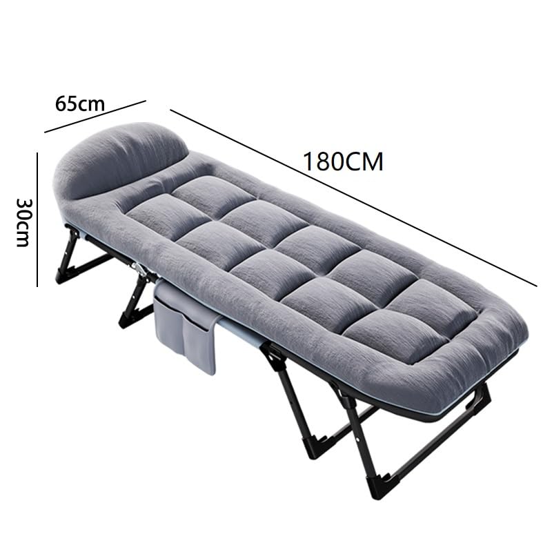 OHMG Lit de camp pliable avec matelas - Jusqu'à 250 kg - Tissu Oxford - Pour camping, jardin, bureau - Chaise de camping - Extra large - Pliable - Dossier réglable (180 cm)
