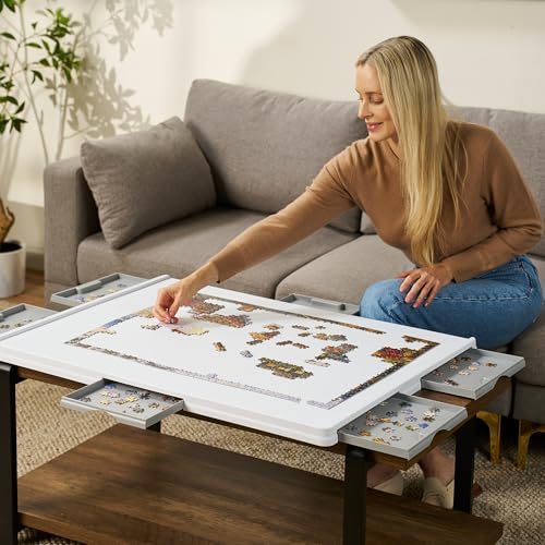 1500 Pieces Rotating Plastic Puzzle Board with 6 Storage Drawers & Protective Cover – Jigsaw Puzzle Table for 1500 Pieces - for Adults & Families Home Entertainment & Puzzle Building - image 2