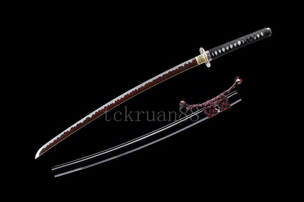 YL Sword Full Tang Red Blade Japanese Samurai Sword Katana Hand Forged 1095 Steel Sharp