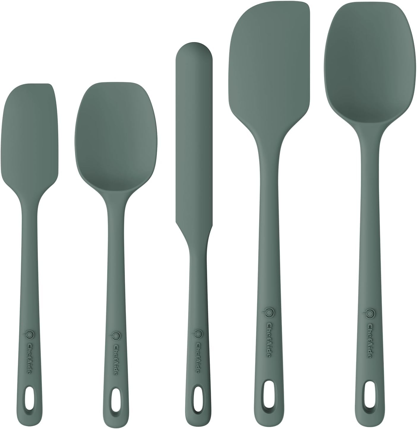 ChefAide 5 Pieces Silicone Spatulas Set, Heat Resistant Rubber Spatula