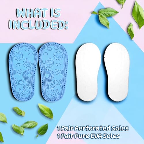 Ann G Perforated Baby Shoe Soles with Pure EVA Inner Soles, Soft, Flexible, Nonslip, Comfortable, Crochet Accessories, Babies First Shoes2