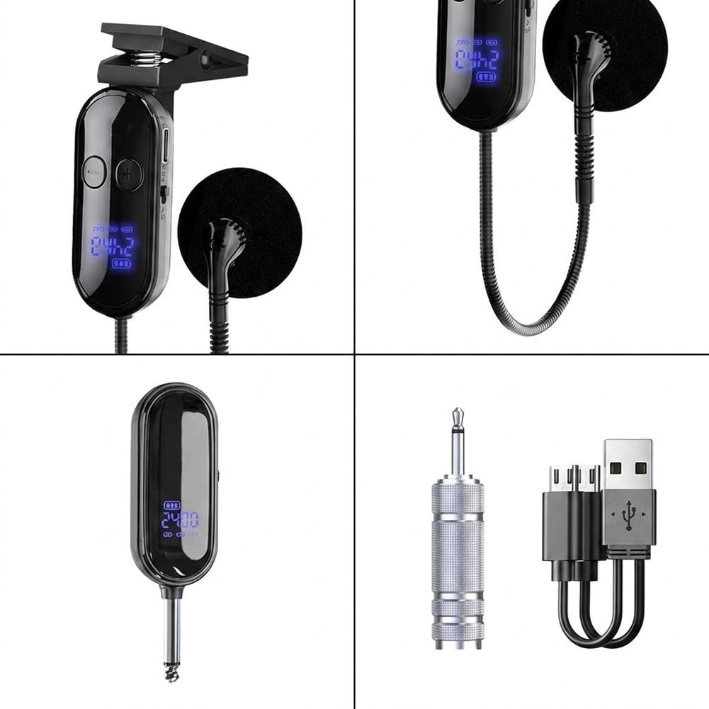 Micrófono de saxofón inalámbrico con clip de 2,4 GHz para mayor rendimiento