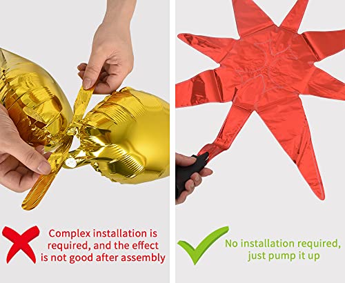 Image of TONIFUL 4 Pcs Explosion Star Balloons Red Foil Balloon Party Decorations | Large Mylar Star Balloon for Christmas Party Decor New Year Halloween Birthday Wedding Baby Shower Photo Booth Supplies