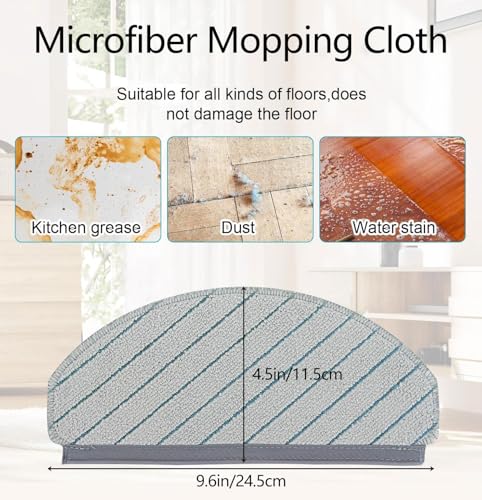 Image of 4 Pcs Replacement Mop Pads Compatible with Ecovacs DEEBOT N20, N30 and N30 Plus, Yeedi C12 Plus and C12 Pro Plus, Washable, Reusable Microfibre Cleaning Cloth
