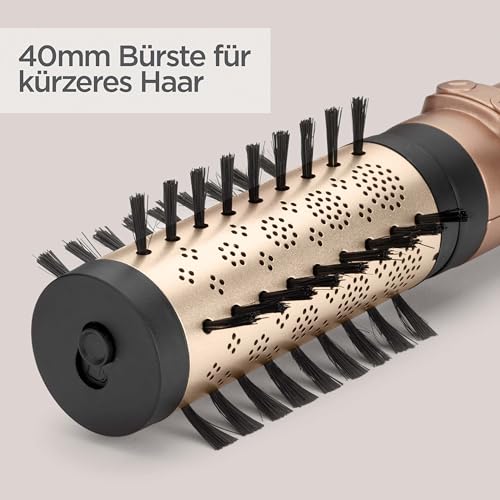 Foto von BaByliss Big Hair Dual Rotierende Warmluftbürste – Ionen-Technologie mit Anti-Frizz, 50mm & 40mm Aufsätze, 2 Rotationsrichtungen, 2 Temperatureinstellungen + Kaltstufenschalter, champagner, AS952E