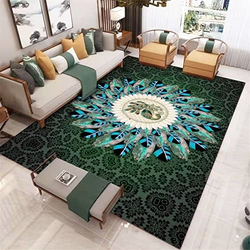 Tapis de chambre ado garçon bleu plumes pour créer un espace moderne 200x300cm - 2