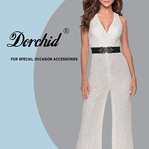 Women's Rhinestone Stretch Belt Wide Elastic Belts Sparkly Crystal Dressy Belts for Formal Dresses2