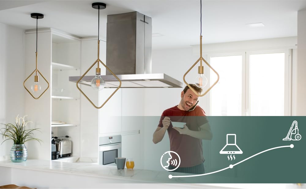 GURARI GCH I 431 90 IS PRIME - Cappa aspirante a isola, 90 cm, 1000 m³/h, in acciaio inox, telecomando, 4 LED da 1,5 W, con kit di ricircolo