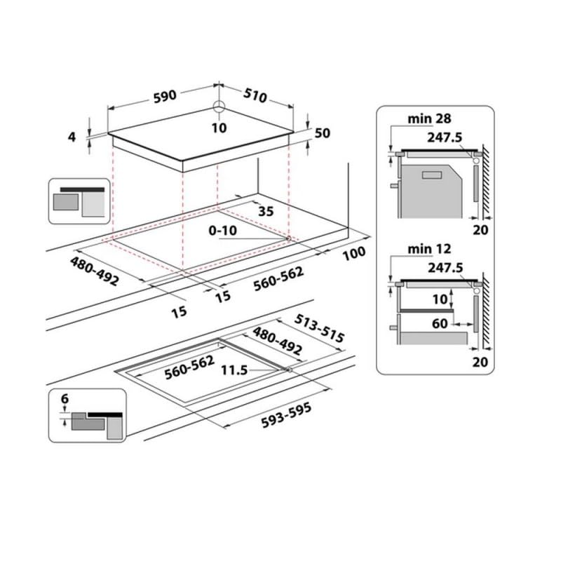 Placa de Inducción Flex Inducción 59cm 3 Zonas WHIRLPOOL WF S9860 CPNE